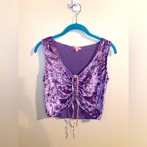 Dolls Kill/Sugar Thrillz Purple Velvet Rave Crop Top